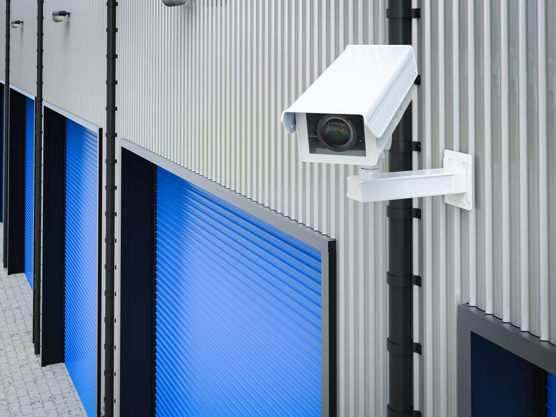 3d rendering security camera or cctv camera in warehouse